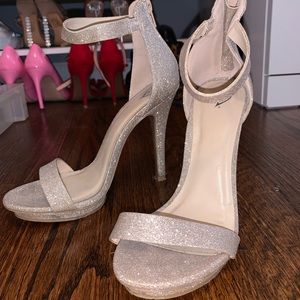 Sparkly Open Toe Heels